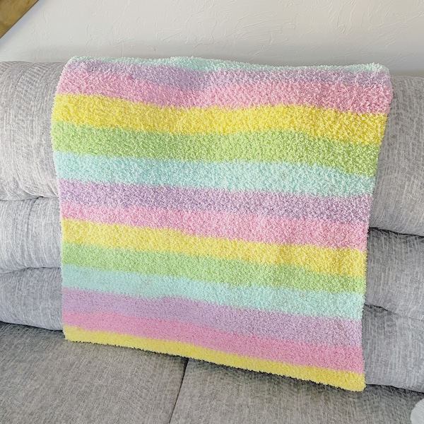 Rainbow Baby Blanket, Crochet Blanket Pattern, Pipsqueak pattern , Baby Blanket Pattern, Bernat Pipsqueak Stripes Yarn, Easy Crochet Pattern