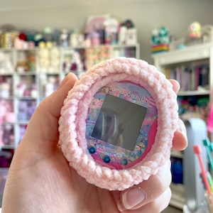 Plush Pastel Rainbow Crochet Tamagotchi Case