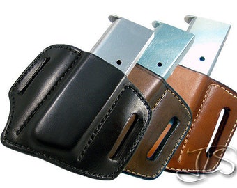 1911 Magazine Pouch Single Mag Pancake Style Leather Single Stack 45 9mm 380