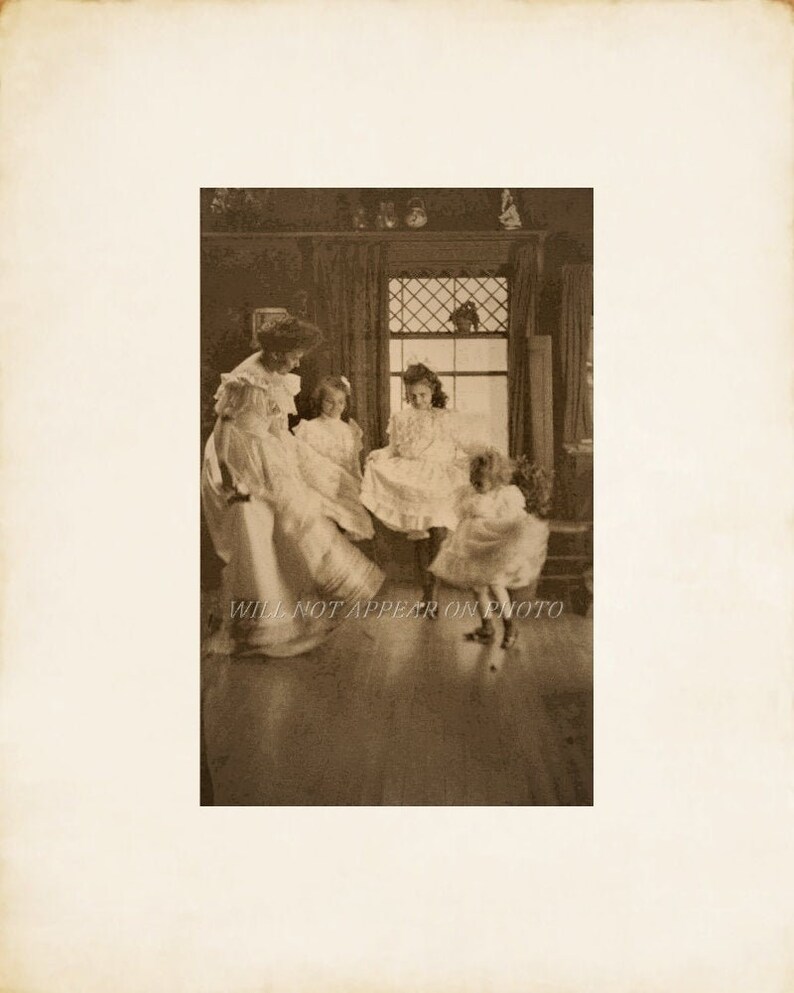 Vintage Victorian Photograph Reprint  Mother TWIRLING Dancing image 0