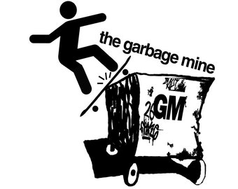 Skateboard Rail Slide off Garbage Mine, T-shirt, LA, street, alva, ollie