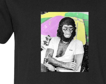 Roddy Mcdowall on break, Planet of the Apes, T-shirt, Charlton Heston, Rowdy Roddy Piper, Hollywood