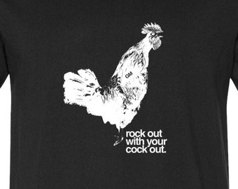 Rooster t-shirt en Blanco ,chicken, cock, cock out, rock out, comb, beek, grub worm