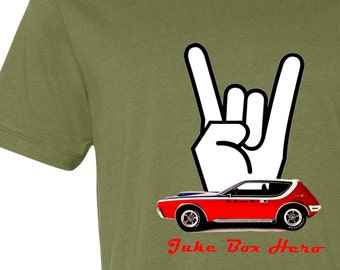 Juke Box Hero 1968 Gremlin AMC GTX Iron-On transfer or Tshirt, Ozzy, Lemmy, 70's, easy rider, wheelie, peace, 70's, Motorhead