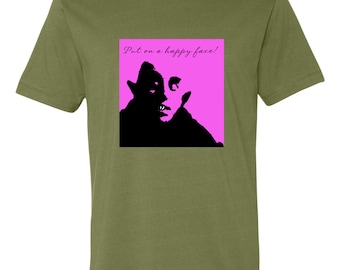 Put on a Happy Face, T-shirt, dracula, nosferatu, boat, party, smile, love, fangs, fun, lon chaney, cheapy, bite, neck, immaculate,