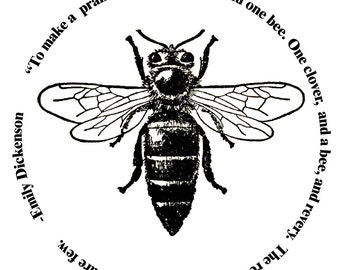 Emily and the Bee T shirt. Charming old letter press  honey bee surrounded by an obscure Emily Dickenson Poem. Love, Honey, poetry.
