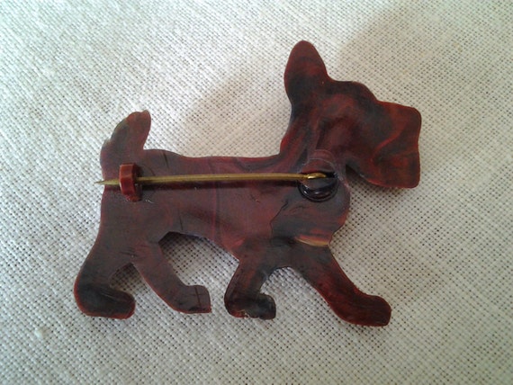 Celluloid Plastic Scotty dog brooch pin Vintage - image 2