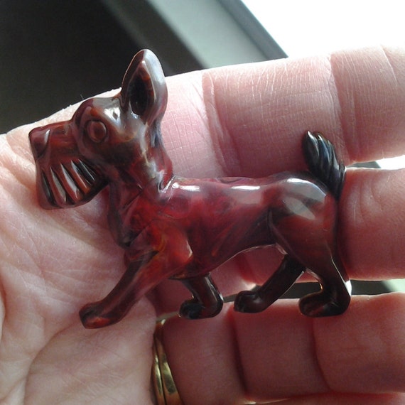 Celluloid Plastic Scotty dog brooch pin Vintage - image 1