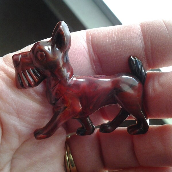 Celluloid Plastic Scotty dog brooch pin Vintage