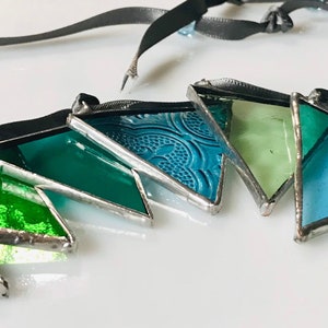 Stained Glass Bunting, Glass gifts, Rainbow theme, Blue glass, Window decor, Garlands, Garden window Decor, unique gifts