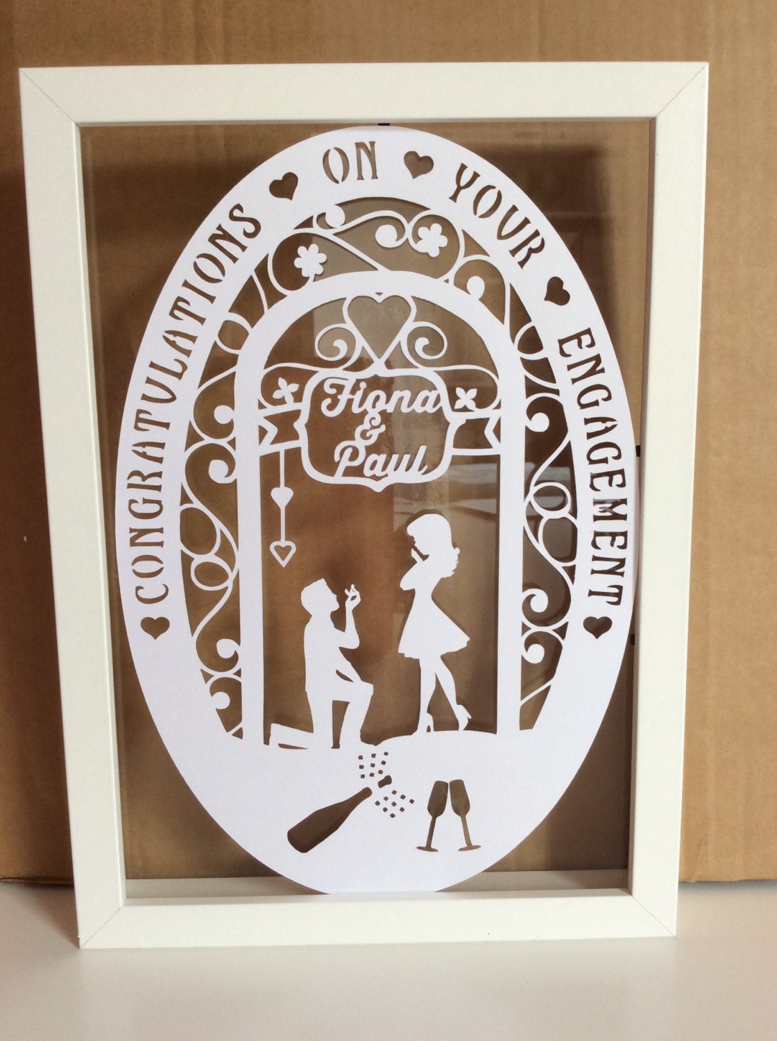 Download Engagement Floating Papercut In A4 Frame Etsy
