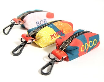 Poo Bag Holder | Dog Waste Bag | Embroidered Poop Bag Dispenser | Tropical Design