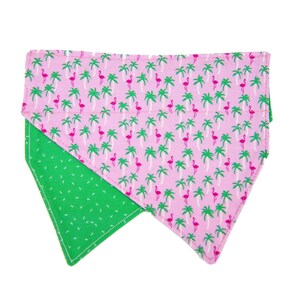 Dog Bandana | Tropical Flamingos Pet Bandana | Reversible Slip On Bandana | Dog Scarf