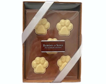 PAW PRINTS Milk Chocolate Gift Bar – Dog Walker / Groomer / Trainer / Vet Gift - Dog Themed Gifts - Dog Related Gifts - Gifts from the Dog