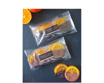 Belgian Chocolate ORANGE SLICES - Individually wrapped whole candied orange slices dipped in milk OR dark chocolate. Chocolate Fruit