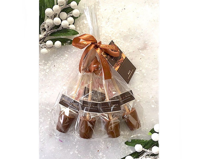 Belgian Hot Chocolate Stirrer Gift Set - 4 x Milk Chocolate Hot Chocolate Stirrers with extra marshmallows. Hot Chocolate Gift