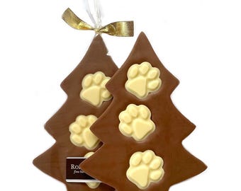 PAW PRINTS Milk Chocolate Christmas Tree Bar | Dog themed gift | Xmas Gift for Dog Lover