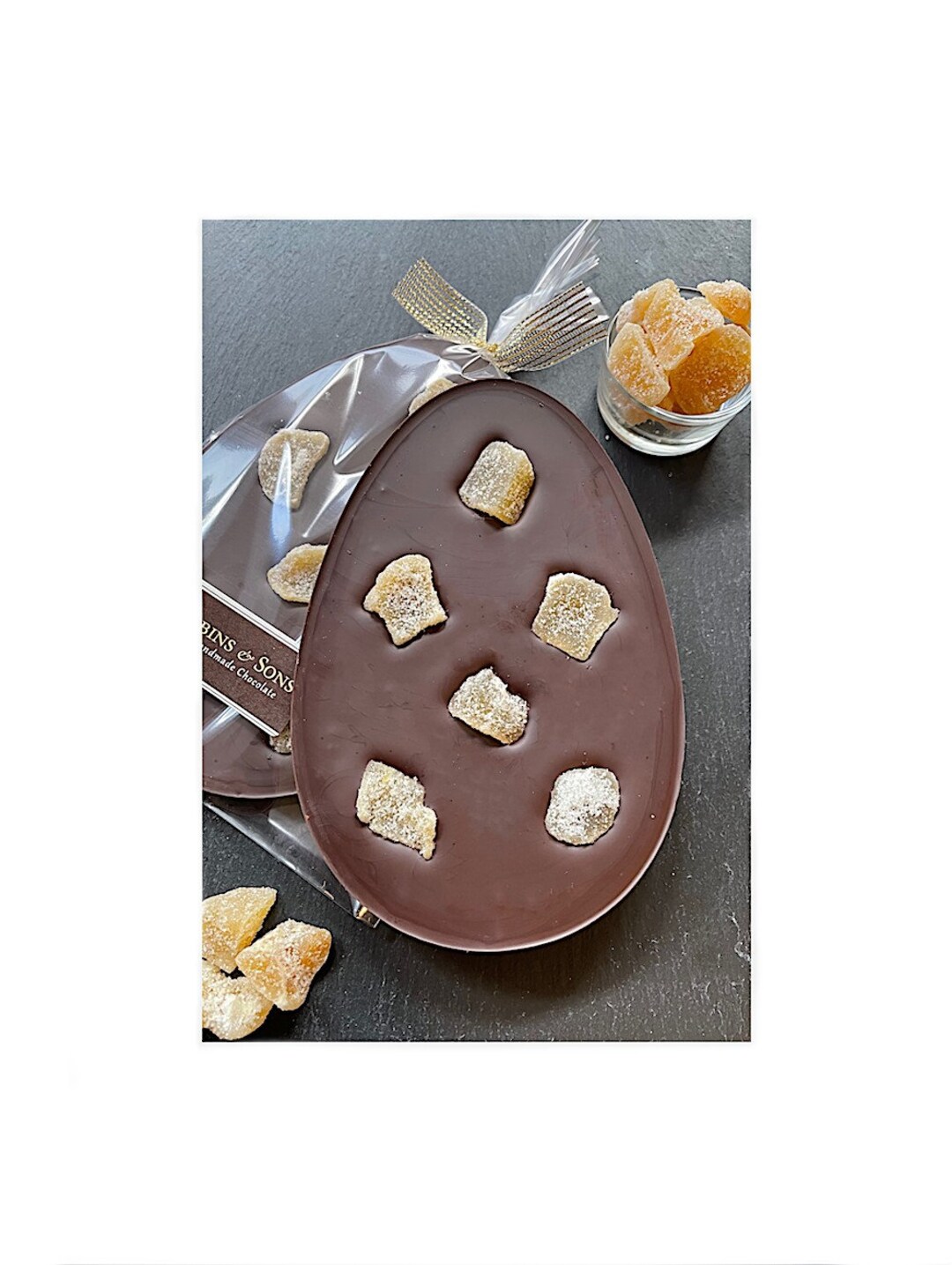 80 Dark Chocolate GINGER Easter Egg Gift Bar Topped With Etsy