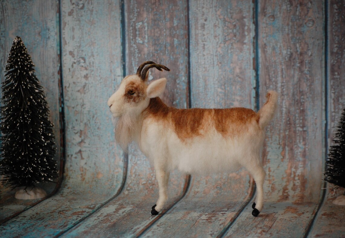 Needle Felted Goat Made to Order Wool Animal Sculpture Etsy