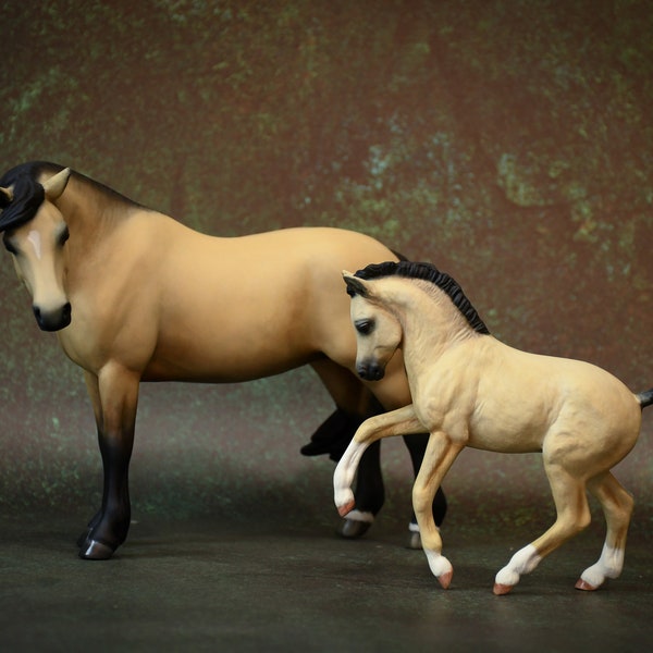Custom Painted Breyer Horse Welsh Mare and Foal - Traditional Scale