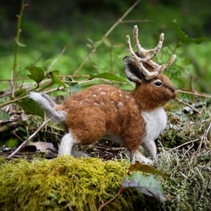 Needle Felted Jackalope Rabbit - Wool Art Sculpture