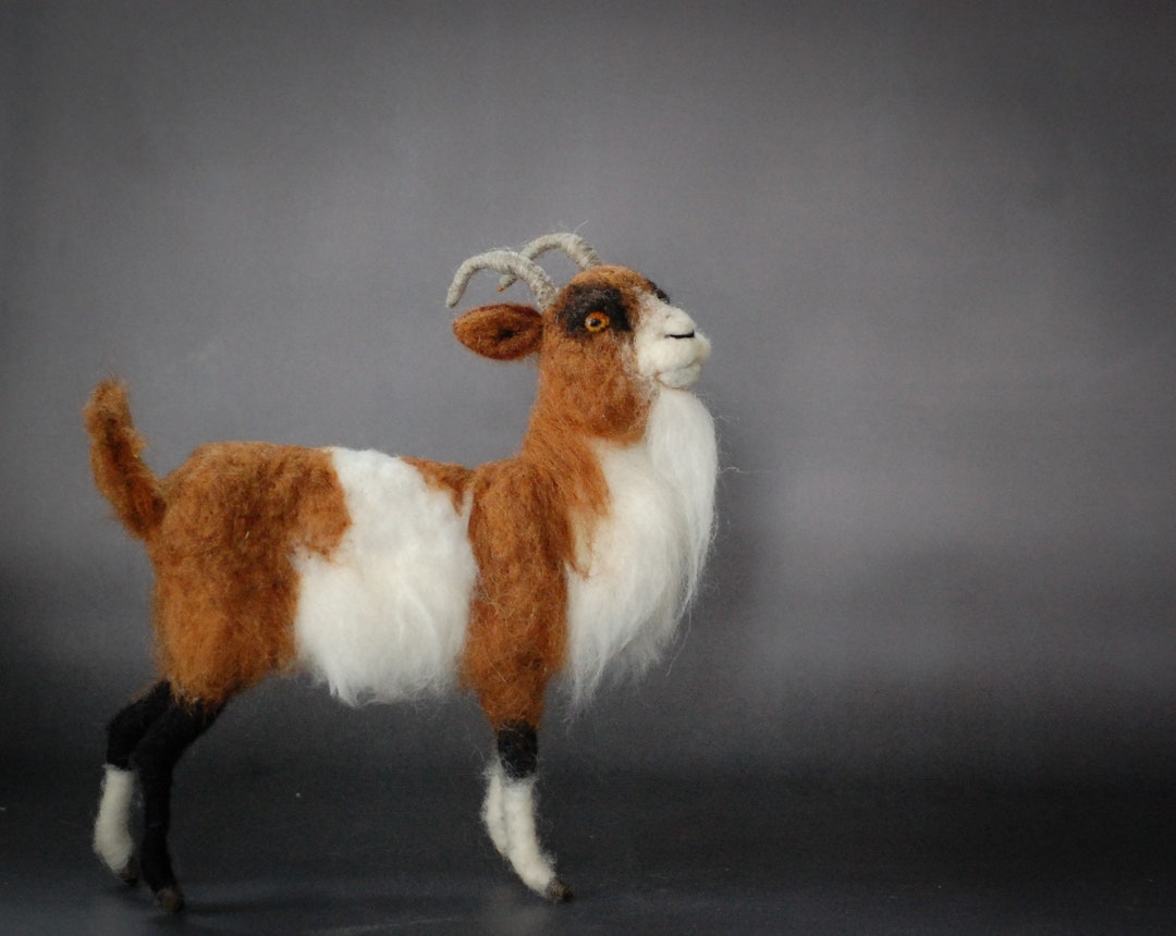 Needle Felted Goat Made to Order Wool Animal Sculpture Etsy