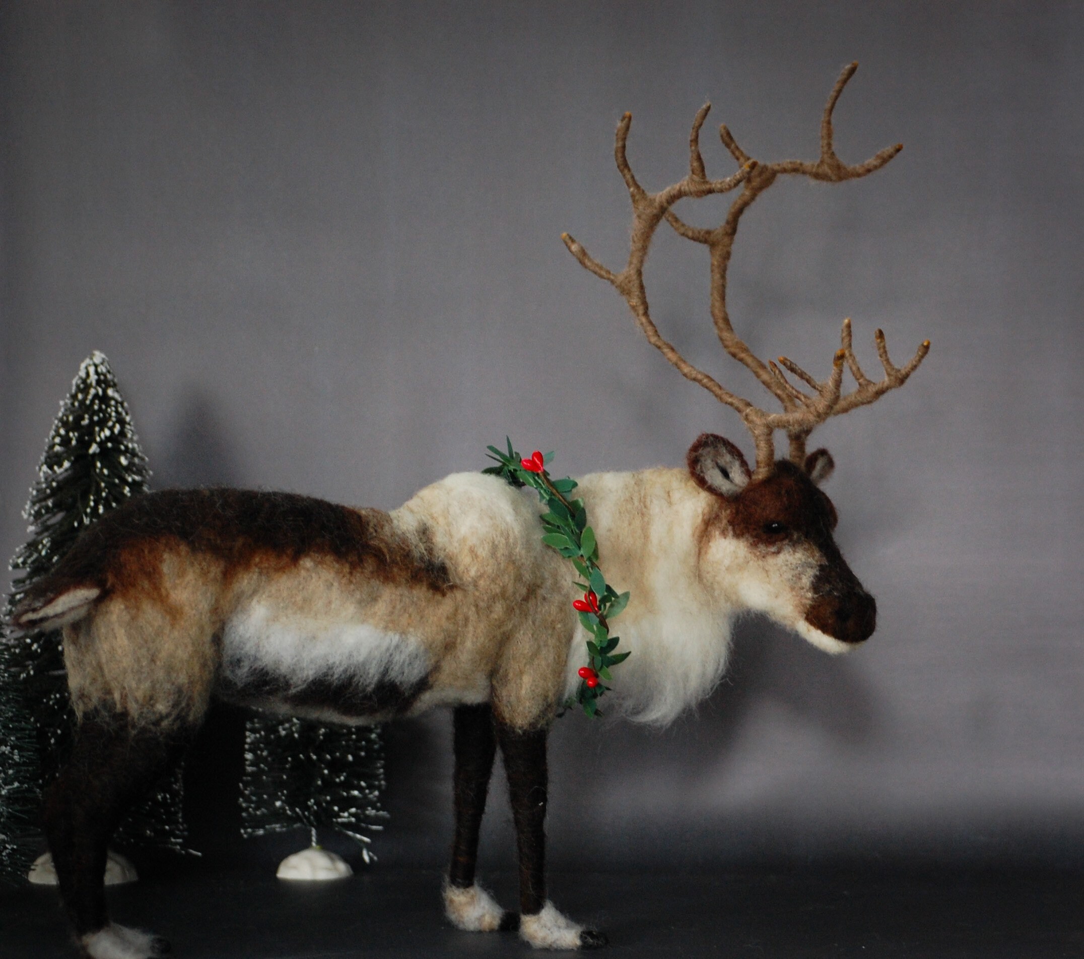Needle Felted Reindeer Christmas Deer Animal Wool Art Etsy