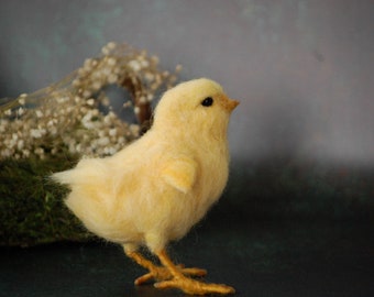 Needle Felted Spring Easter Chick - Wool Animal Art Sculpture - MADE TO ORDER