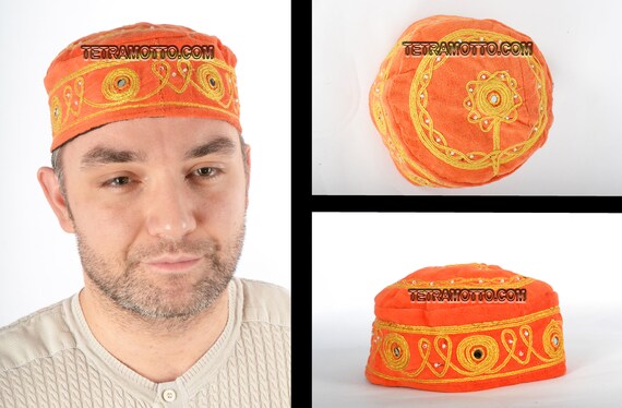Orange medıeval folklorıc fez cappello di velluto cappello | Etsy Italia