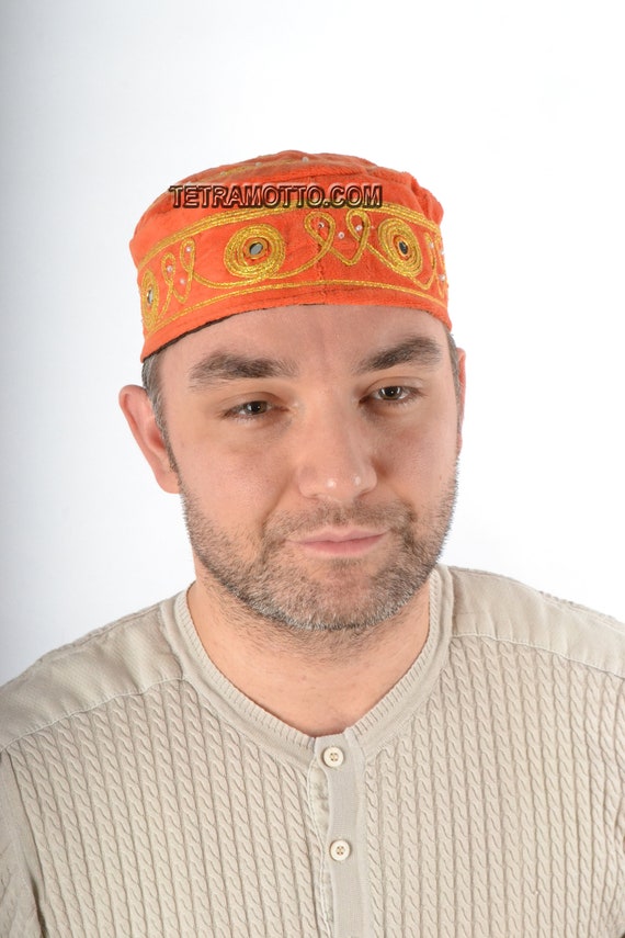Orange medıeval folklorıc fez cappello di velluto cappello | Etsy Italia