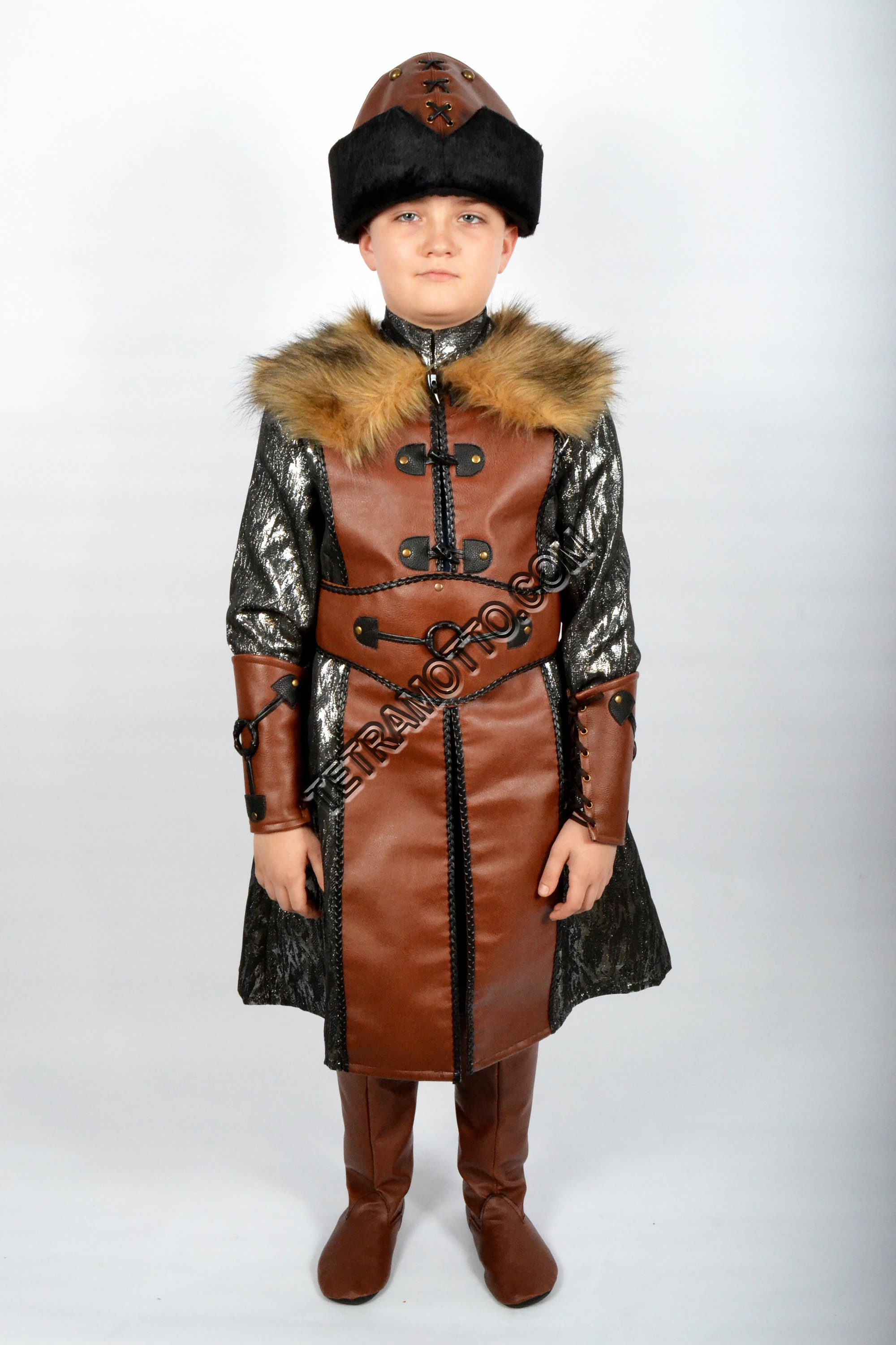 Ertugrul brown leather costume for kids | Etsy