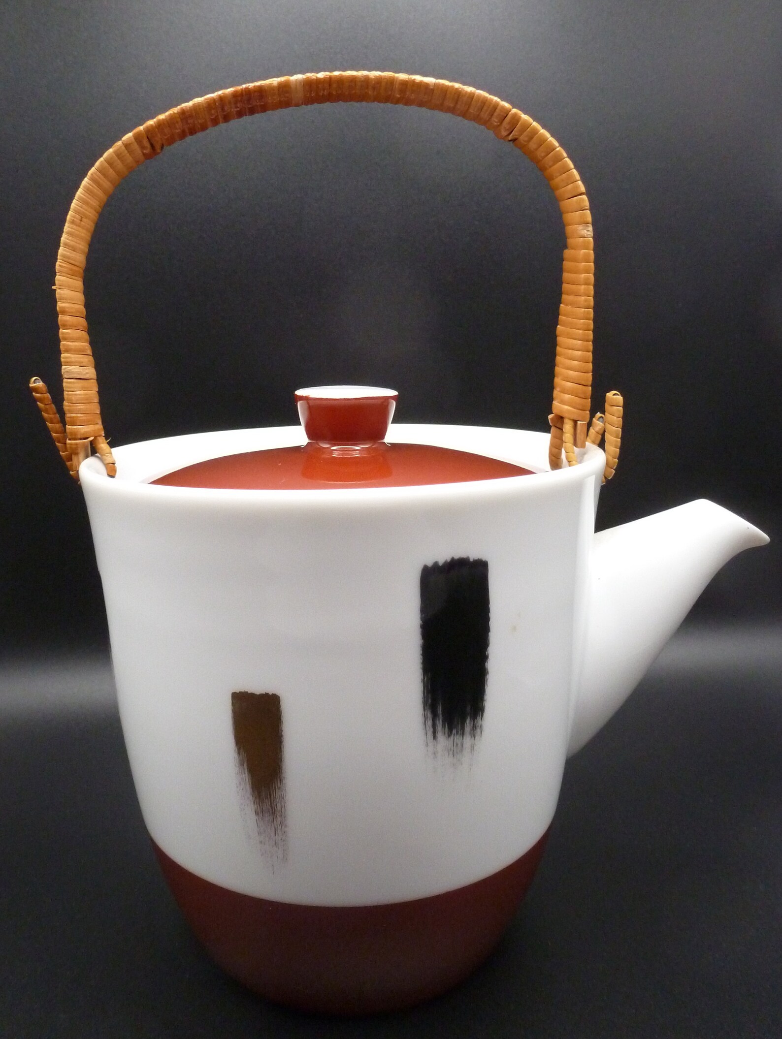 Sango Teapot with rattan handle 4 cups and rattanwrapped Etsy