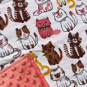 Refillable Catnip Cat Faces Mat Pink Cats Toy Blanket Pad Fabric Hook Loop Fastener