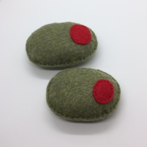 Felt Green Olive Catnip Cat Toy Food Zombie Fingers, Set of 2, Handmade