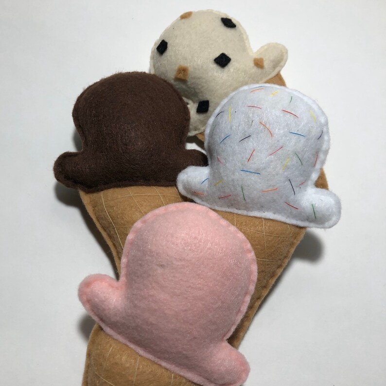Felt Ice Cream Cone Chocolate Chip Cookie Dough Strawberry Etsy