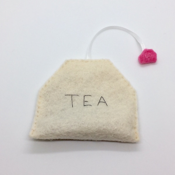 Felt Tea Bag with Ribbon Catnip Cat Toy Handmade