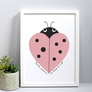 Ladybird heart print Personalised Children wall art Childrens print Childrens room decor Nursery art Personalised name print image 3