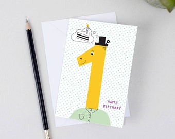 Birthday Number Cards 1 year