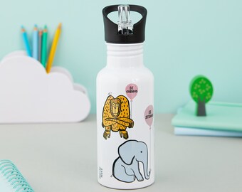 Be Kind Be Brave Be Stong... Animals Water Bottle - Childrens Waterbottle - School Water Bottle - Inspirational Gift For Kids