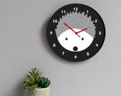 Hedgehog Wall Clock - childrens clock - wall clock - nursery decor - children birthday - playroom - kids clock - gift for children