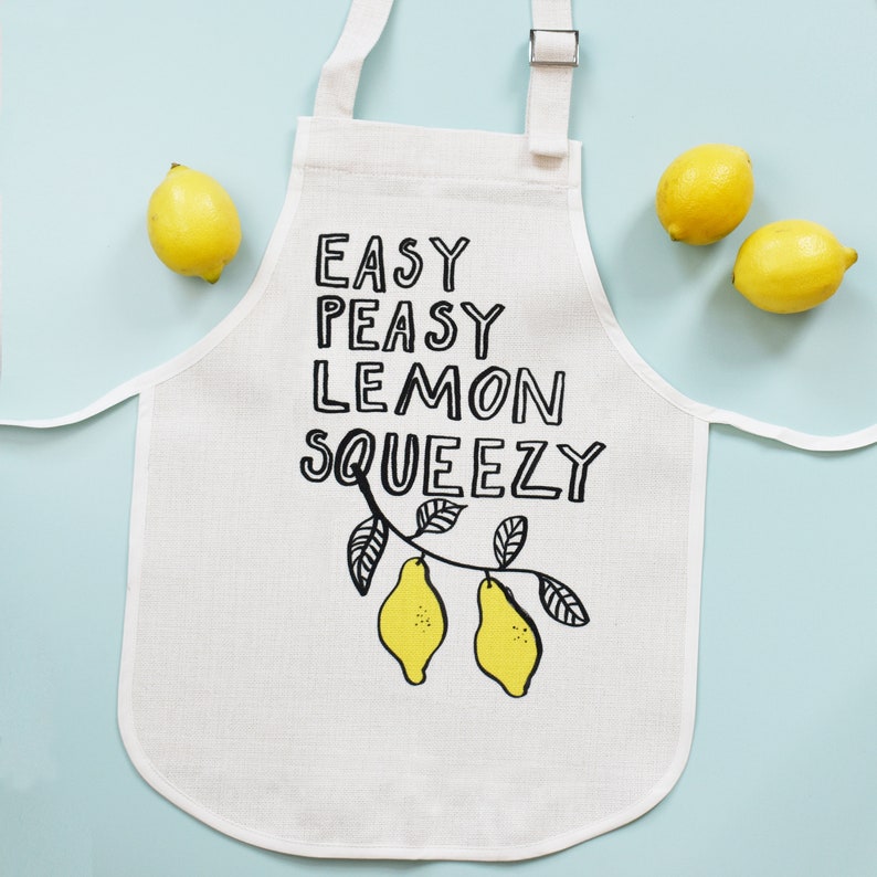 Easy Peasy Lemon Squeezy Apron Children's Gift Little Chef Gift Animals Children's Gift image 1