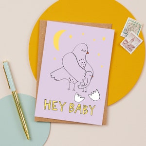 Hey Baby Card New Baby Babycard Illustration Greeting Card image 1
