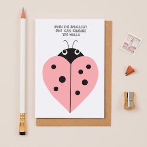 Carte de vœux Ladybird Heart - coccinelle - inspirante - cartes vierges - pour les plus petits - changer le monde