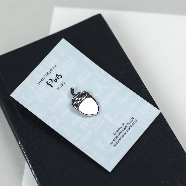 nickel soft enamel pin cute pin silver and black Acorn Enamel Pin brooch lapel pins shiny pin lucky pin jewellery