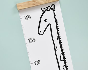 Giraffe wall height chart - wall chart - tall - monochrome - kidsroom - 1st birthday gift - chidrens room - ink drawing - height