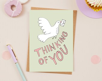 Thinking Of You Card - Bird Greeting Card - Illustration - Card for Friend - Thoughtful - Any Occasion Card