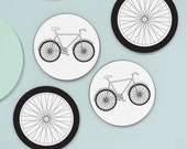 Bicycle coasters - bike coasters - set of four coasters - gift for cyclists -cycling - cycling gifts - bike - monochrome homeware