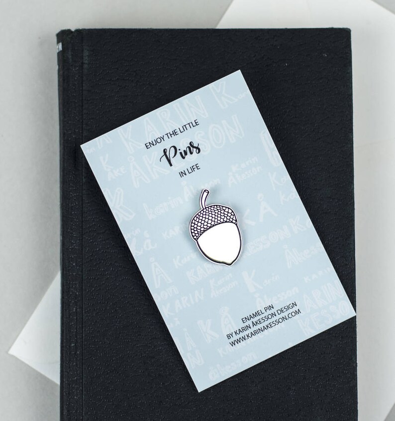 nickel soft enamel pin cute pin silver and black Acorn Enamel Pin brooch lapel pins shiny pin lucky pin jewellery
