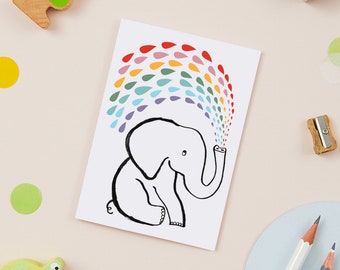 Elephant Rainbow Greeting Card