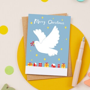 Christmas Card Bird With Bow Merry Christmas Happy Holidays Card Stationery image 2